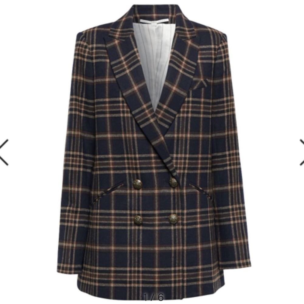 NWT Veronica Beard Oria Plaid Checked Woven Blazer Dickey Jacket Size 2.